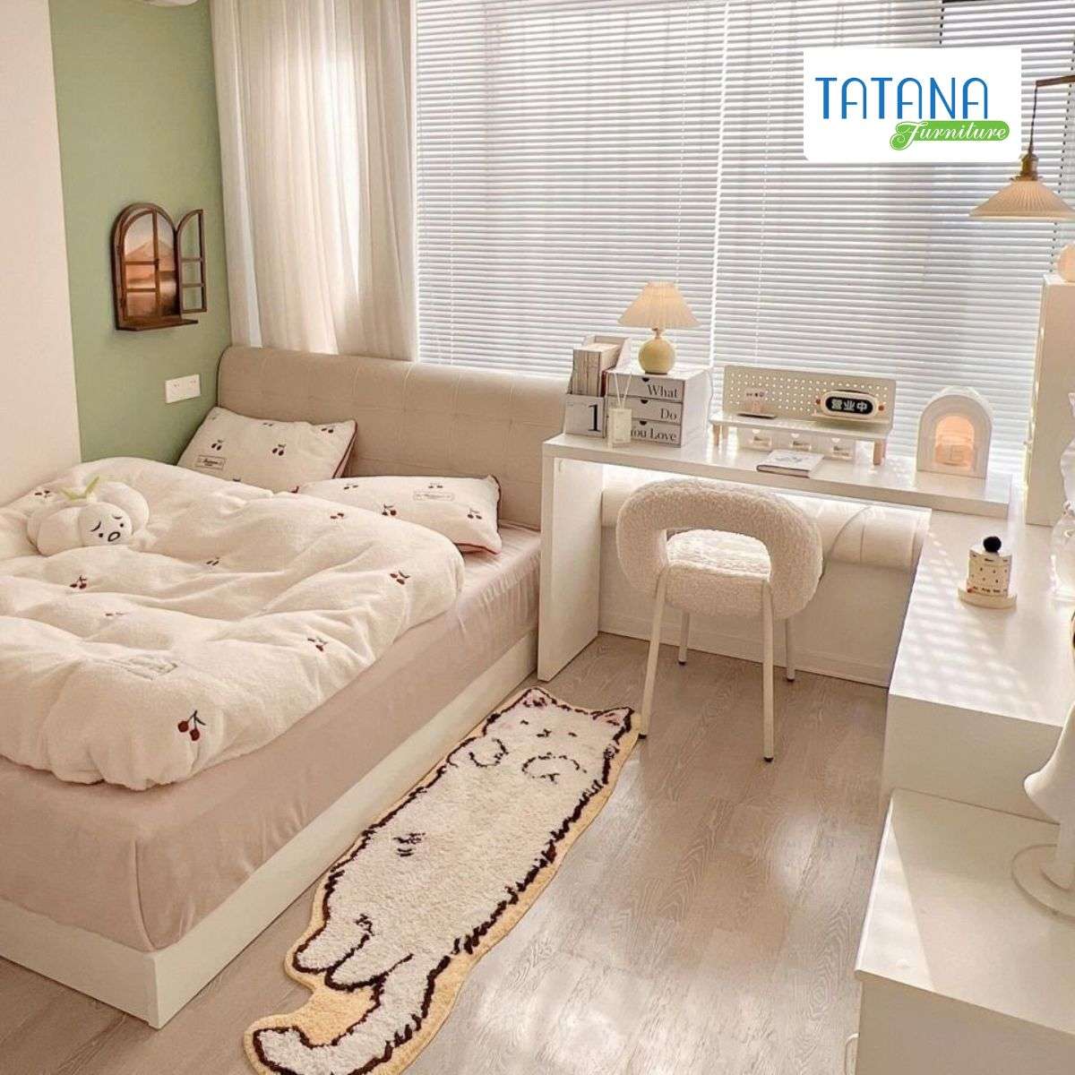 Vị trí đặt giường gỗ mdf 1m2 tận dụng góc tường