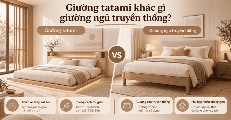 Giường tatami khác gì giường ngủ truyền thống? Nên chọn loại nào?